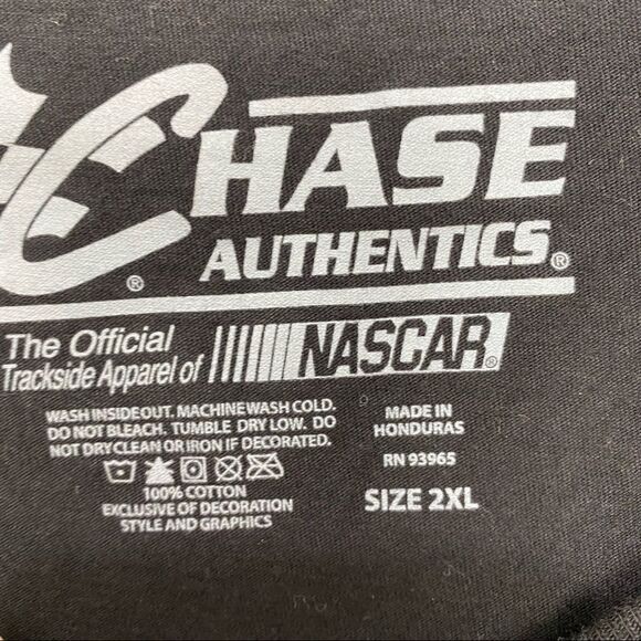 Chase Authentics NASCAR Graphic Black Silver Metallic Short Sleeves Size Large - Picture 4 of 6